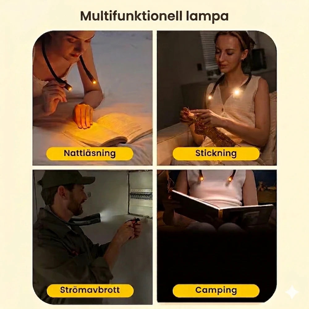 Ergonomisk nacklampa för läsning