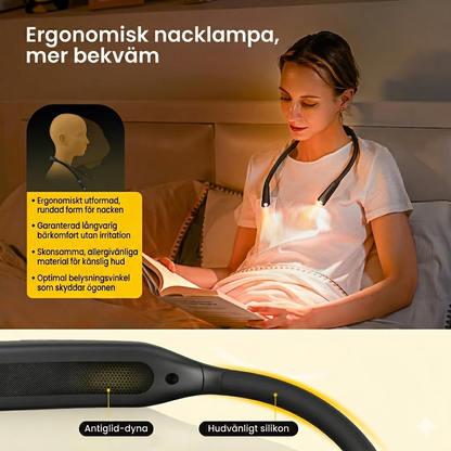 Nackburen Läslampa – Handsfree Belysning med 3 Färglägen